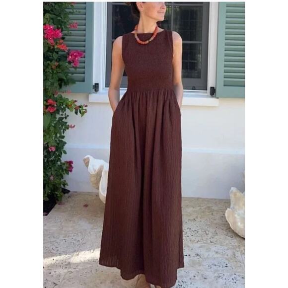 Hill House Dresses & Skirts - HILL HOUSE Sz M Medium Chocolate Brown Stripe Cosima Nap Dress